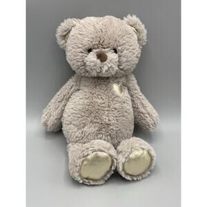 Walgreens Hug Me Cream Brown Bear Plush W/ Gold Colored Heart & Feet 14”